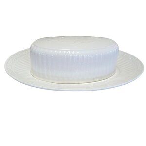 Mikasa Italian Countryside Butter Dish Lid 9" ribbed scroll ivory stoneware